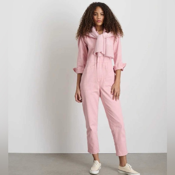 Alex Mill Herringbone Standard Blush Pink Jumpsuit XS - Picture 2 of 9